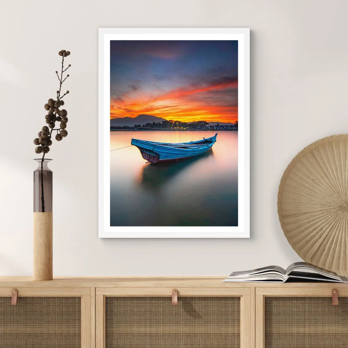 Plakat w białej ramie - Nadchodzi dobra noc - 40x50 cm