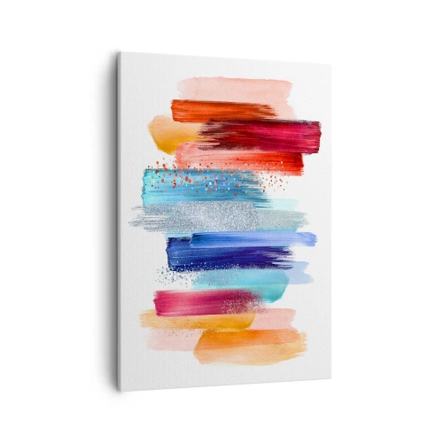Obraz na płótnie - Abstrakcyjne kolorowe pociągnięcia pędzla - 50x70cm - W górę i w dół  - Nowoczesna dekoracja ścienna do salonu, kuchni i sypialni ARTTOR