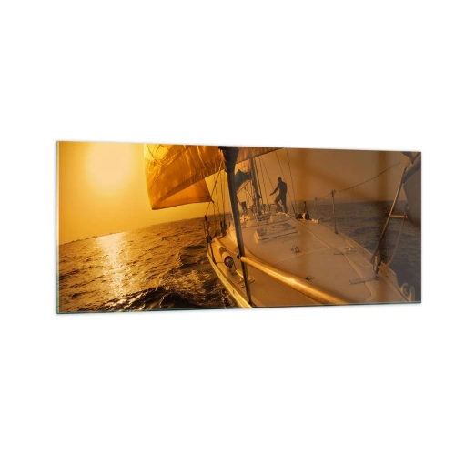 Obraz na szkle - Złoty wieczór po wielobarwnym dniu - 100x40 cm