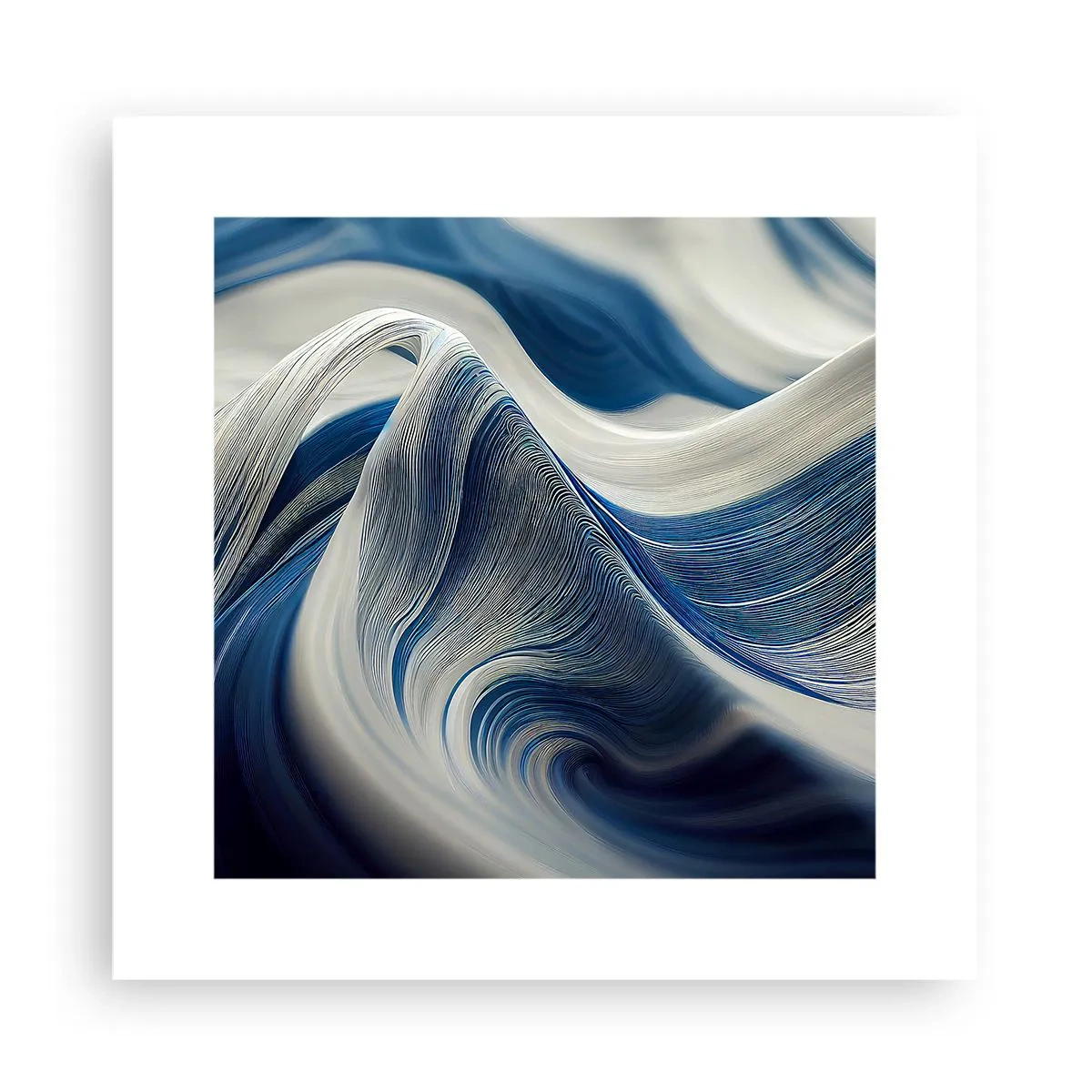 Plakat - Płynność błękitu i bieli - 30x30 cm