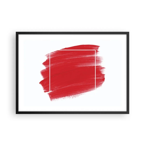 Plakat w czarnej ramie - Czerwona plama pędzla z białą ramką - 70x50cm - Poza ramą - Nowoczesna dekoracja ścienna do salonu i sypialni ARTTOR