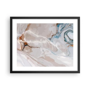 Plakat w czarnej ramie - Błękitne meandry pod bielą - 50x40 cm