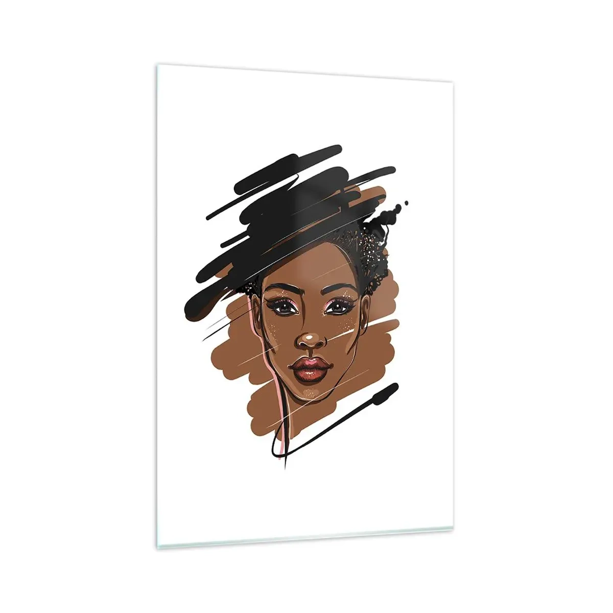 Obraz na szkle - Portret kobiety z artystycznymi pociągnięciami farby - 80x120cm - Słodka jak czekolada - Nowoczesna dekoracja ścienna do salonu i sypialni ARTTOR