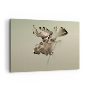 Obraz na płótnie - Abstrakcyjny wizerunek łosia na minimalistycznym tle - 120x80cm - Łagodna siła spokoju - Nowoczesna dekoracja ścienna do salonu, kuchni i sypialni ARTTOR