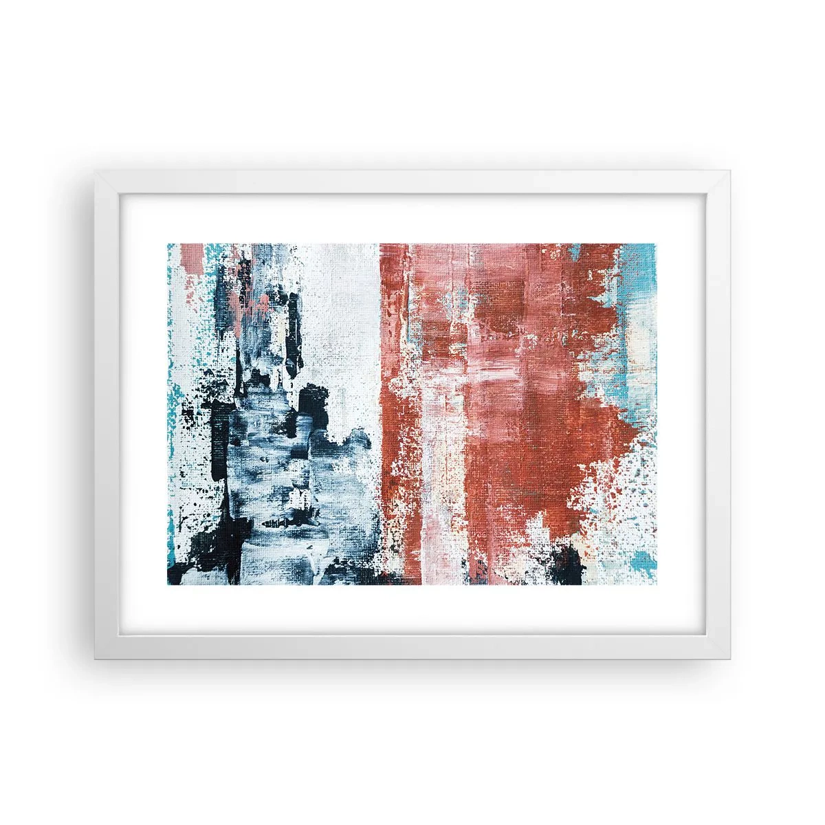 Plakat w białej ramie - Abstrakcyjne pół na pół - 40x30 cm