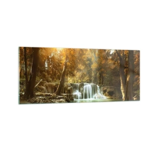 Obraz na szkle - Parkowa kaskada - 100x40 cm