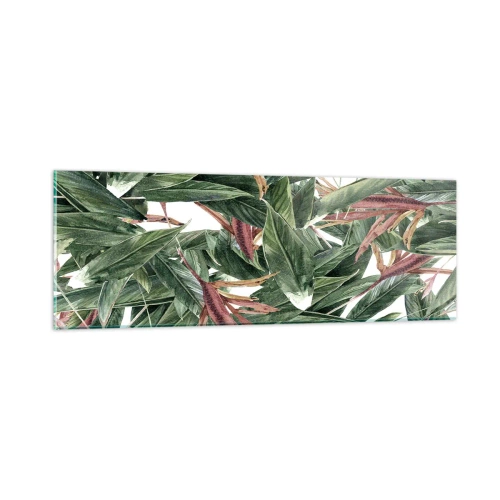 Obraz na szkle - Szmaragdowo-liliowy gąszcz - 90x30 cm