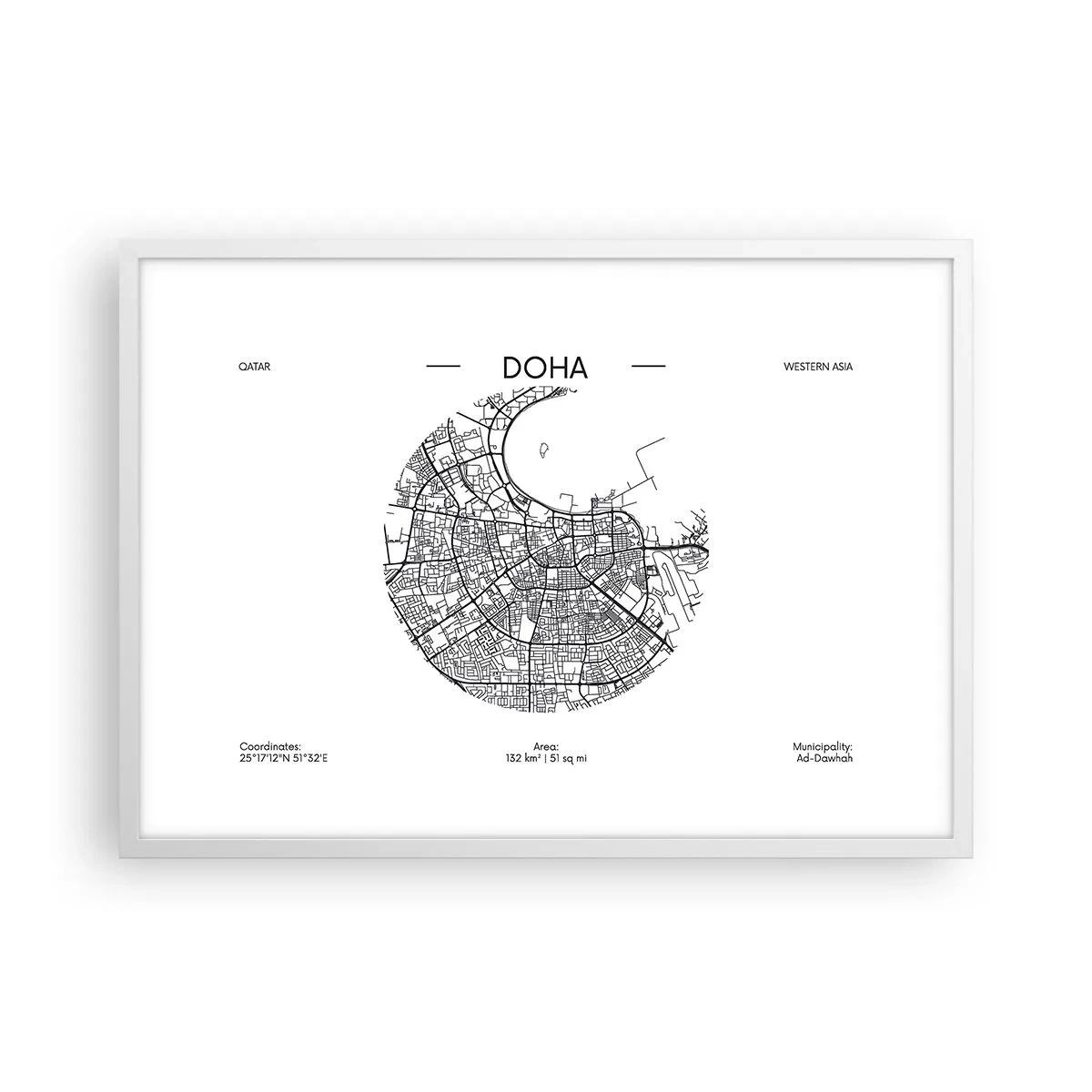 Plakat w białej ramie - Anatomia Dohy - 70x50 cm