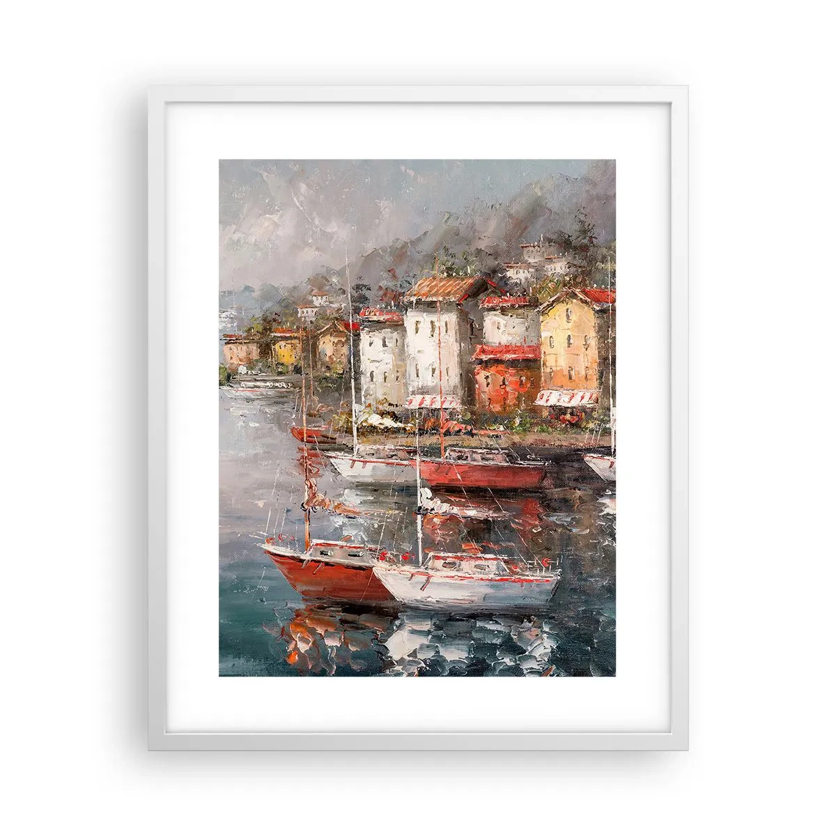 Plakat w białej ramie - Romantyczna przystań - 40x50 cm
