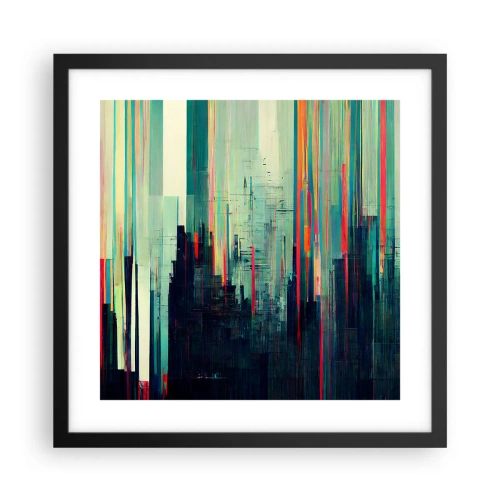 Plakat w czarnej ramie - Futurystyczne miasto - 40x40 cm
