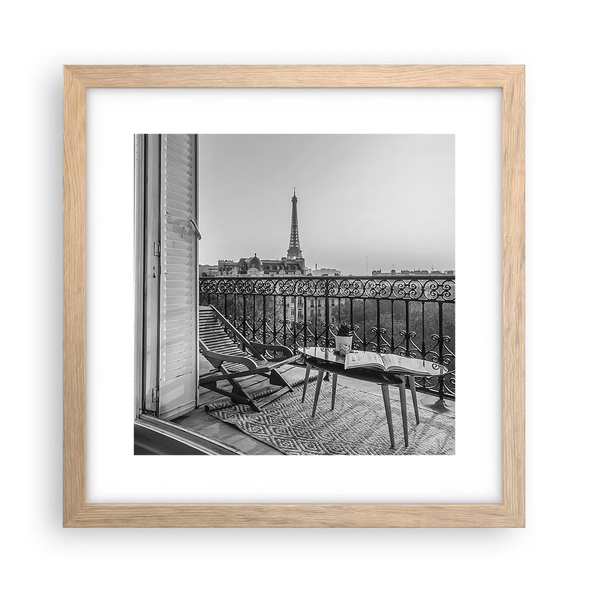 Plakat w ramie jasny dąb - Paryskie popołudnie - 30x30 cm