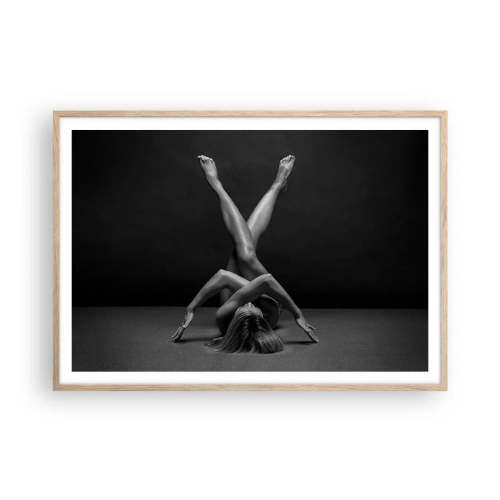 Plakat w ramie jasny dąb - Geometria nagości - 100x70 cm
