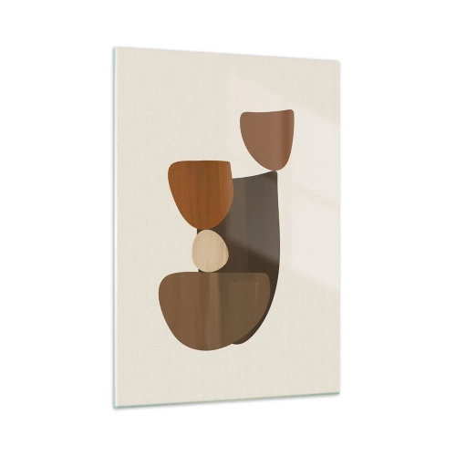 Obraz na szkle - Abstrakcyjna kompozycja w odcieniach brązu i beżu - 50x70cm - Kompozycja w brązie - Nowoczesna dekoracja ścienna do salonu, kuchni i sypialni ARTTOR