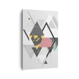 Obraz na płótnie - Geometryczne wzory na jasnym tle - 80x120cm - Wariacja na trójkąt i romb - Nowoczesna dekoracja ścienna do salonu i sypialni ARTTOR