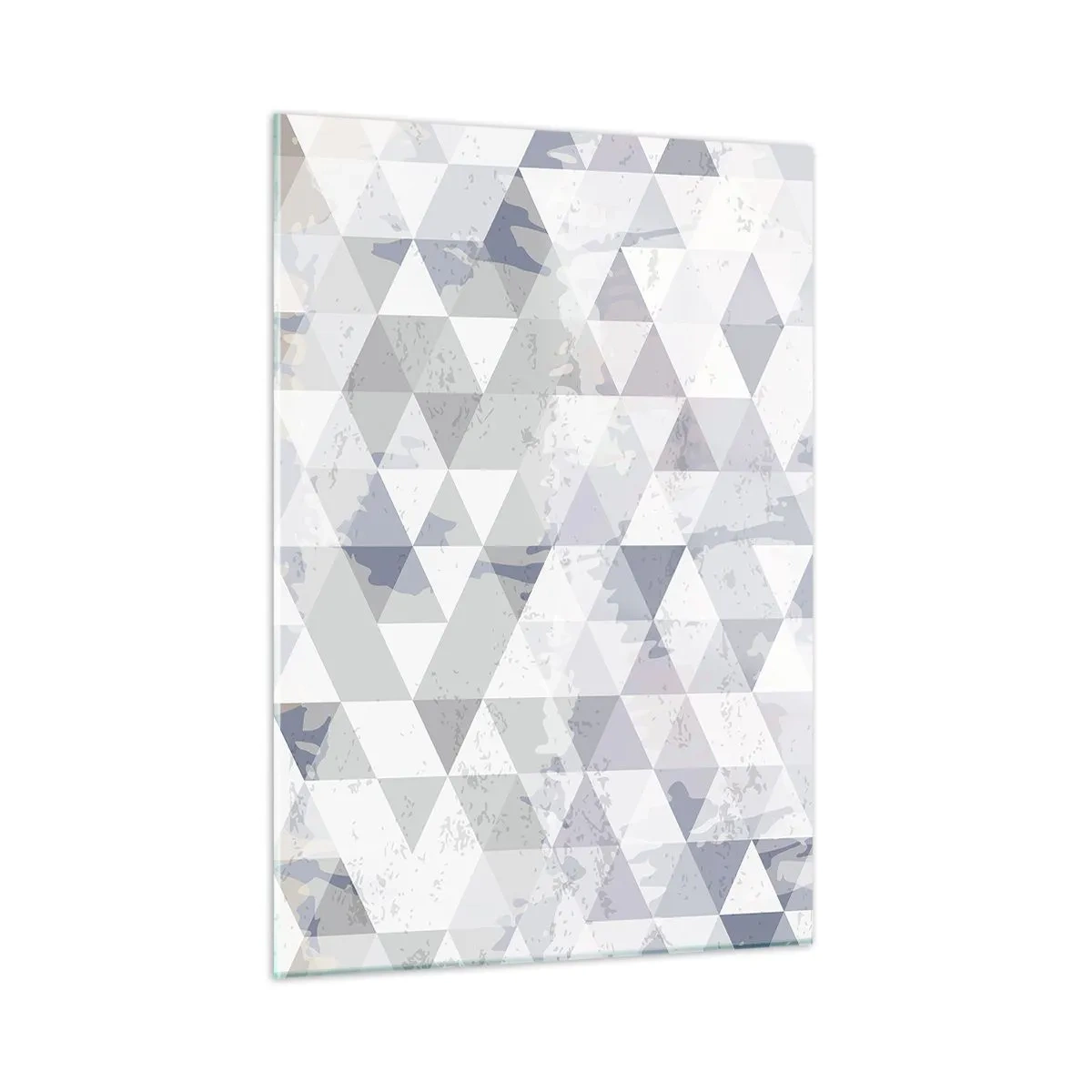 Obraz na szkle - Geometryczny wzór z trójkątów w neutralnych odcieniach szarości i beżu - 50x70cm - W rytmie na trzy - Nowoczesna dekoracja ścienna do salonu, kuchni i sypialni ARTTOR