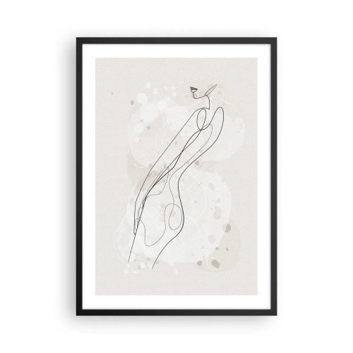 Plakat w czarnej ramie - Minimalistyczna sylwetka kobiety z abstrakcyjnymi elementami - 50x70cm - Pobłądzić spojrzeniem - Nowoczesna dekoracja ścienna do salonu i sypialni ARTTOR