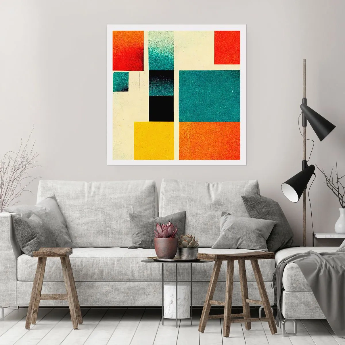 Plakat - Abstrakcja geometryczna – dobra energia - 40x40 cm