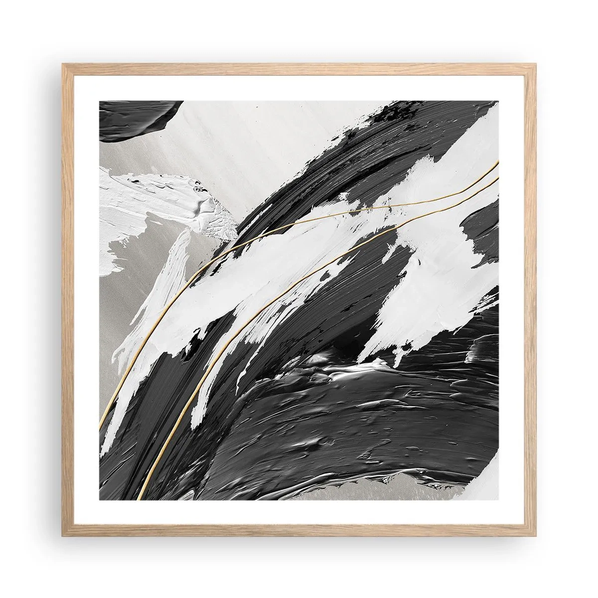 Plakat w ramie jasny dąb - Abstrakcja z rozmachem - 60x60 cm