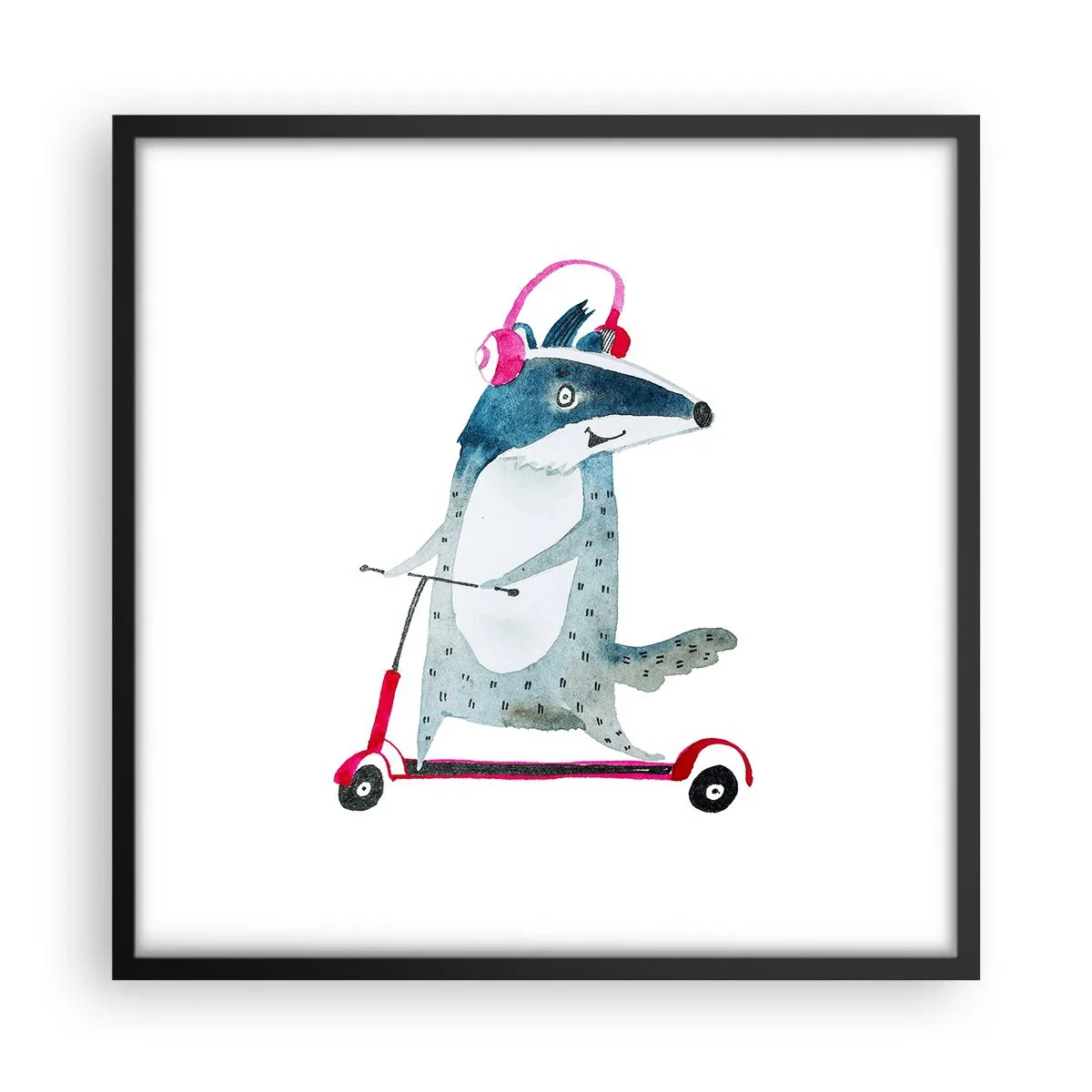 Plakat w czarnej ramie - Borsucze radości - 50x50 cm