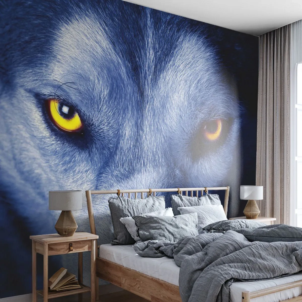 Fototapeta Samoprzylepna Deluxe Sticker - Hipnotyzujące spojrzenie - Zwierzęta, Wilk, Oczy - 250x175 cm