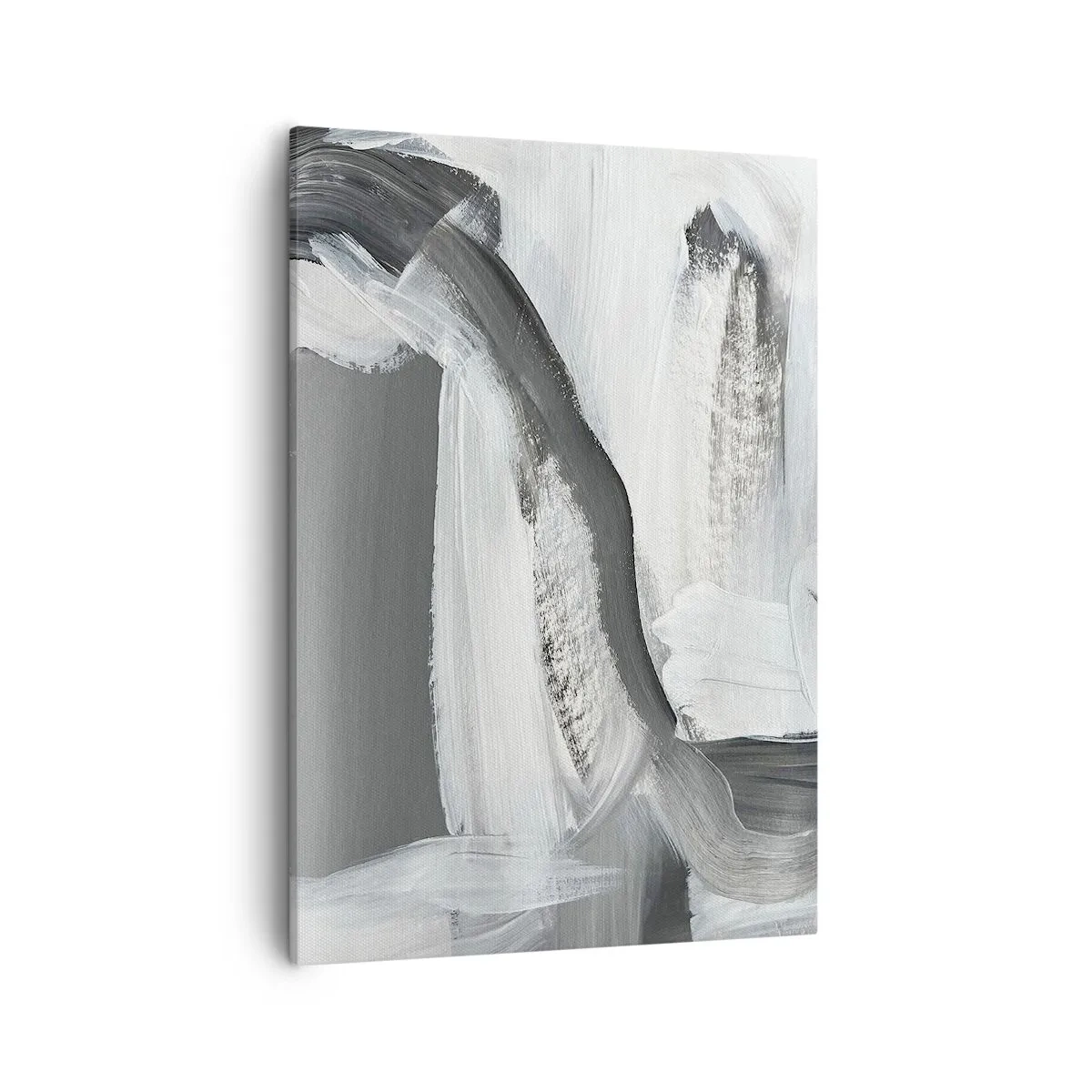 Obraz na płótnie - Abstrakcyjna kompozycja w odcieniach czerni, bieli i szarości z dynamicznymi pociągnięciami pędzla - 50x70cm - Zdecydowanym ruchem - Nowoczesna dekoracja ścienna do salonu, kuchni i sypialni ARTTOR