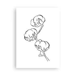 Plakat - Minimalistyczny szkic gałązki bawełny - 50x70cm - Bawełniany puch - Nowoczesna dekoracja ścienna do salonu, kuchni i sypialni ARTTOR