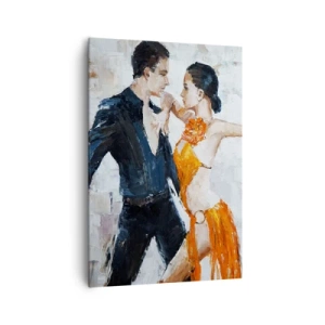 Obraz na płótnie - Dynamiczna para tańcząca w stylu latynoamerykańskim - 70x100cm - Dirty dancing - Nowoczesna dekoracja ścienna do salonu i sypialni ARTTOR