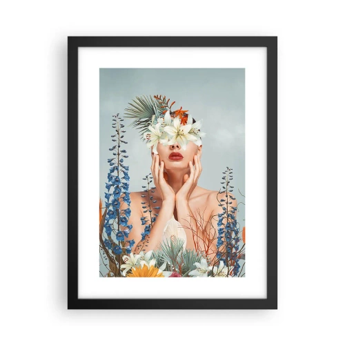 Plakat w czarnej ramie - Kobieta – kwiat - 30x40 cm