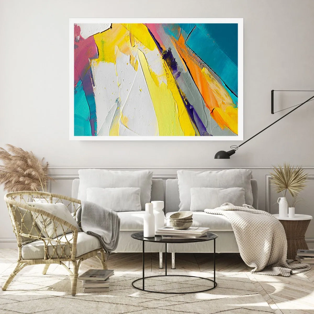 Plakat - Abstrakcyjna kompozycja w intensywnych barwach - 100x70cm - Anatomia światła - Nowoczesna dekoracja ścienna do salonu i sypialni ARTTOR