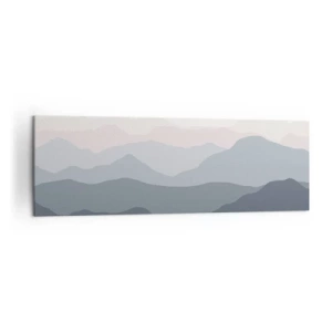 Obraz na płótnie - Subtelne warstwy gór w odcieniach szarości i błękitu - 160x50cm - Fale gór - Nowoczesna dekoracja ścienna do salonu i sypialni ARTTOR