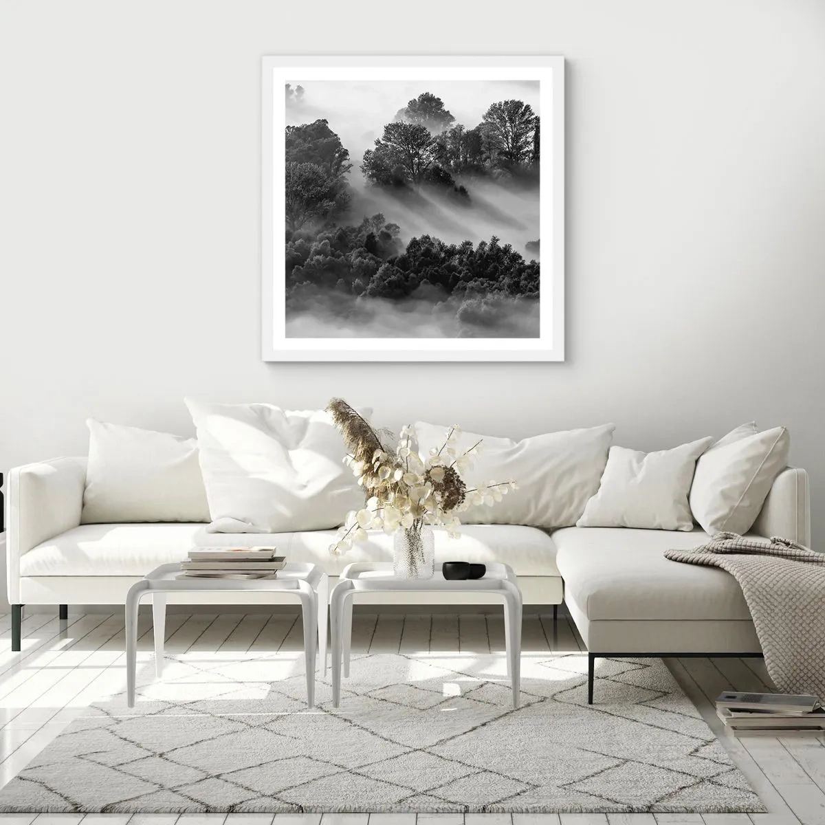 Plakat w białej ramie - Wstający ze snu - 50x50 cm