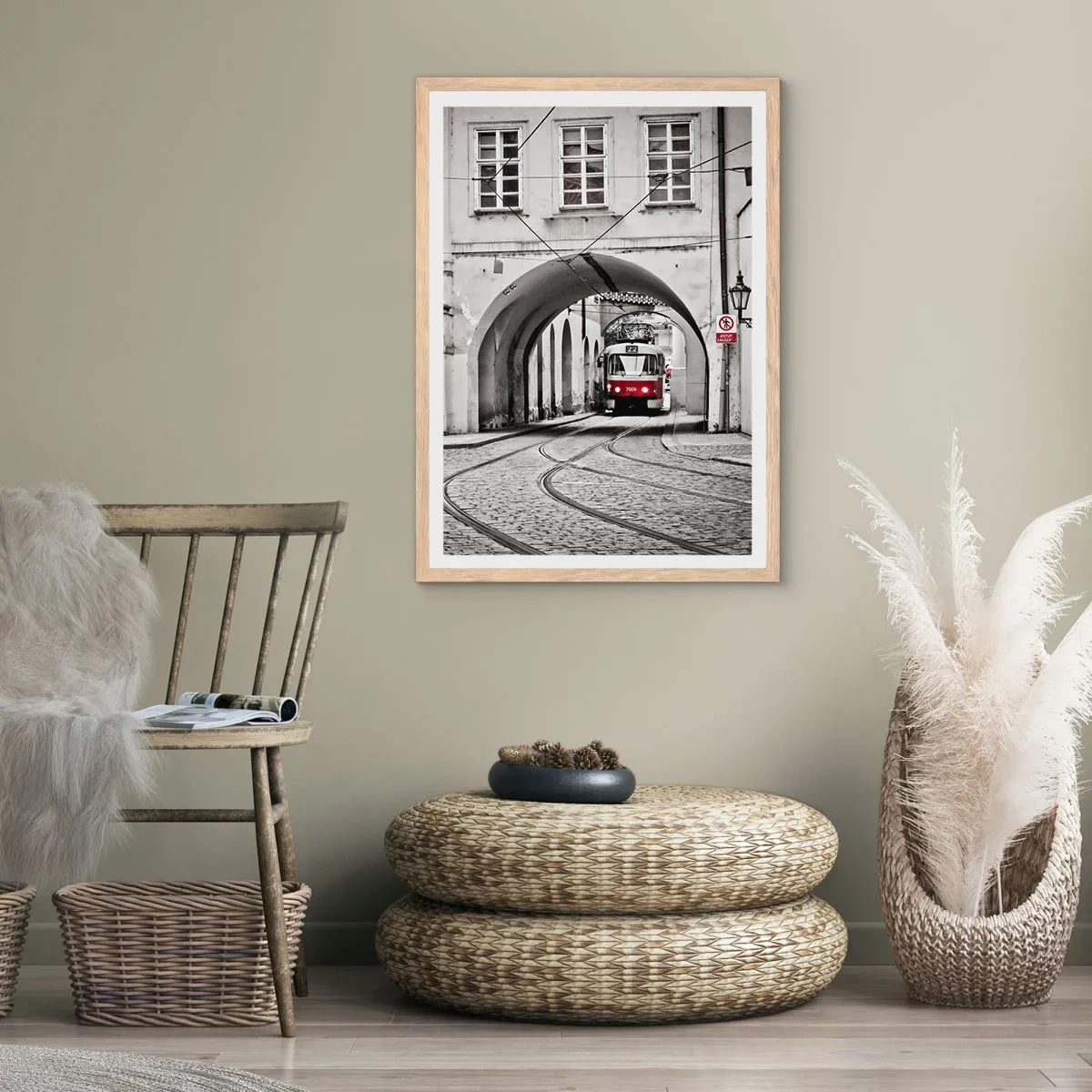 Plakat w ramie jasny dąb - Przez miejski labirynt - 70x100 cm