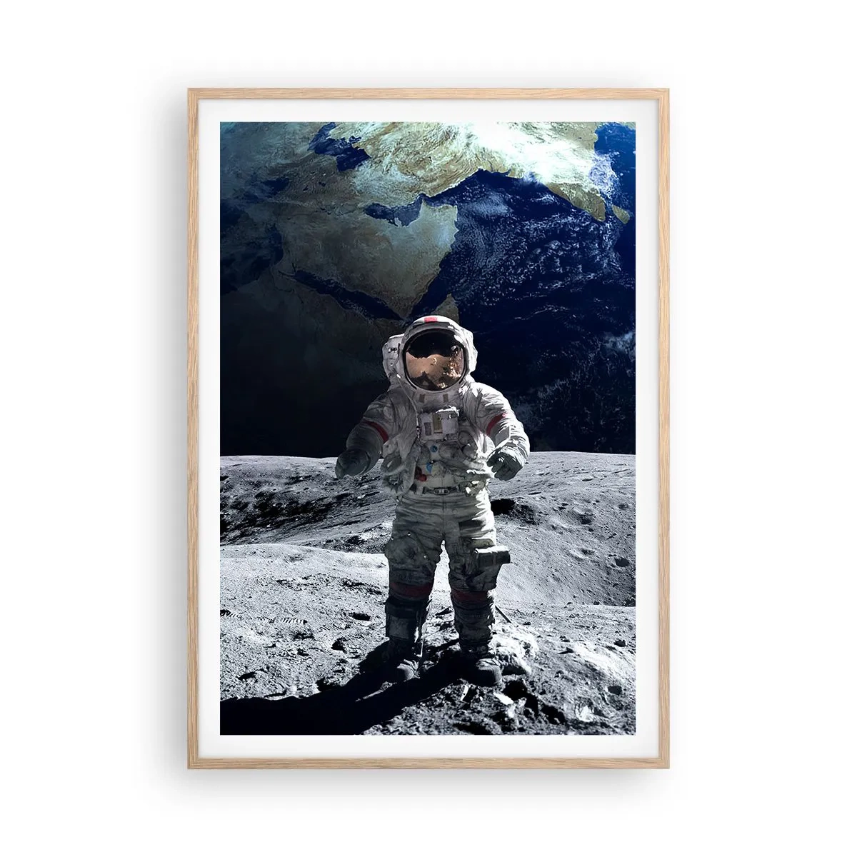 Plakat w ramie jasny dąb - Pozdrowienia z Księżyca - 70x100 cm