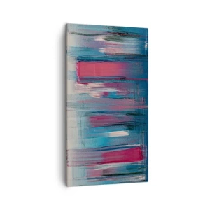Obraz na płótnie - Kompozycja wertykalna w błękicie i czerwieni - 45x80 cm