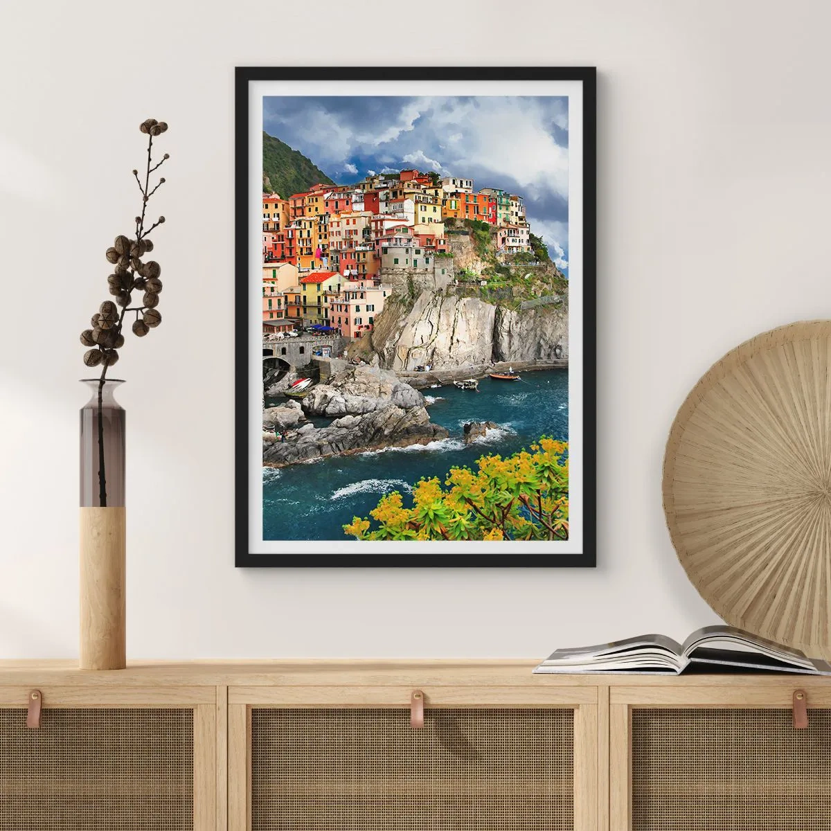 Plakat w czarnej ramie - Gromadka przytulona do skał - 40x50 cm