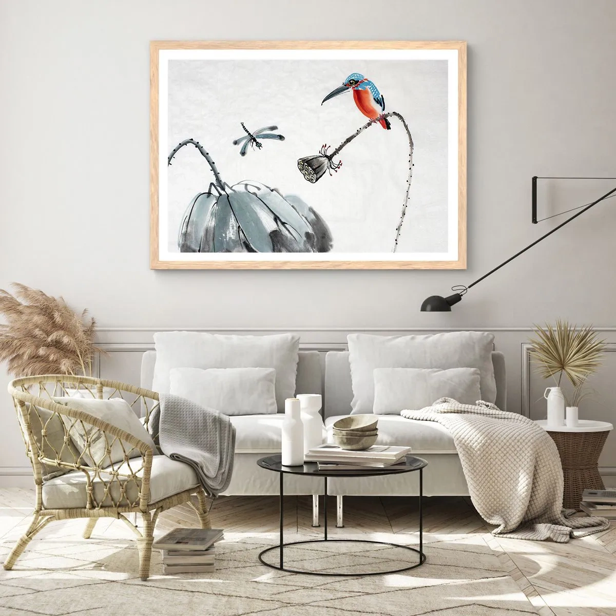Plakat w ramie jasny dąb - Życie łąki - 91x61 cm