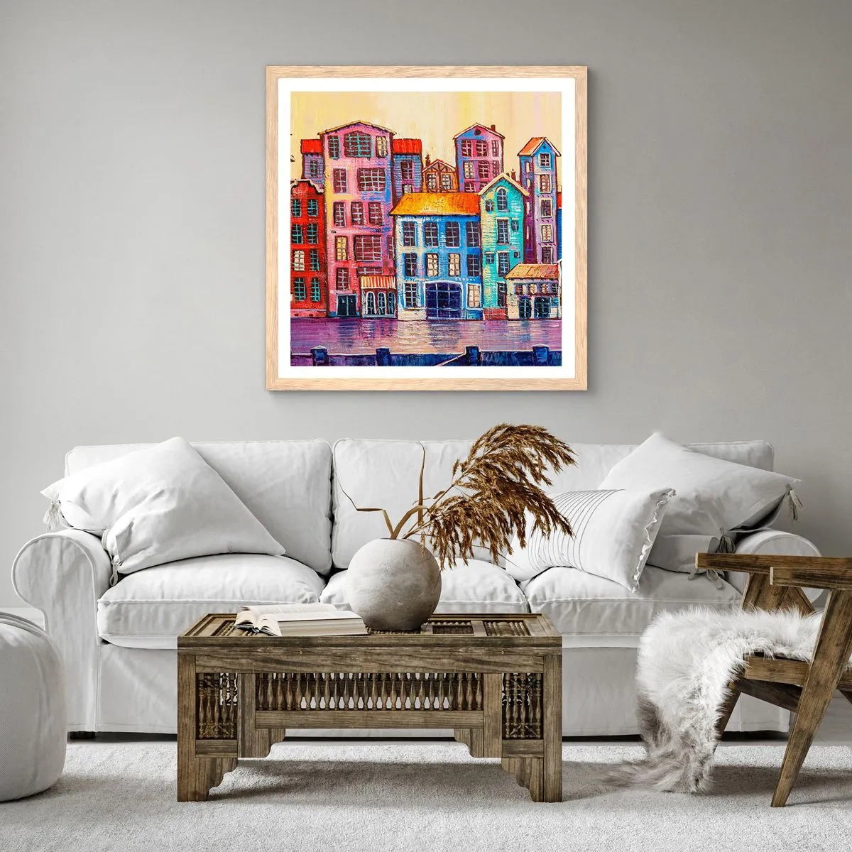 Plakat w ramie jasny dąb - Miasto jak z bajki - 50x50 cm