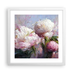 Plakat w białej ramie - Kipiący życiem bukiet - 40x40 cm