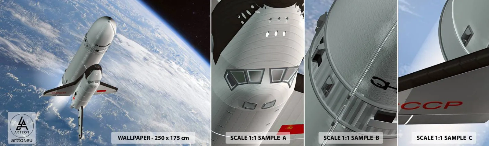 Fototapeta Próbka Standard Eco - Kosmiczne wniebowstąpienie - Kosmos, Sputnik, Rakieta Kosmiczna - 100x30 cm