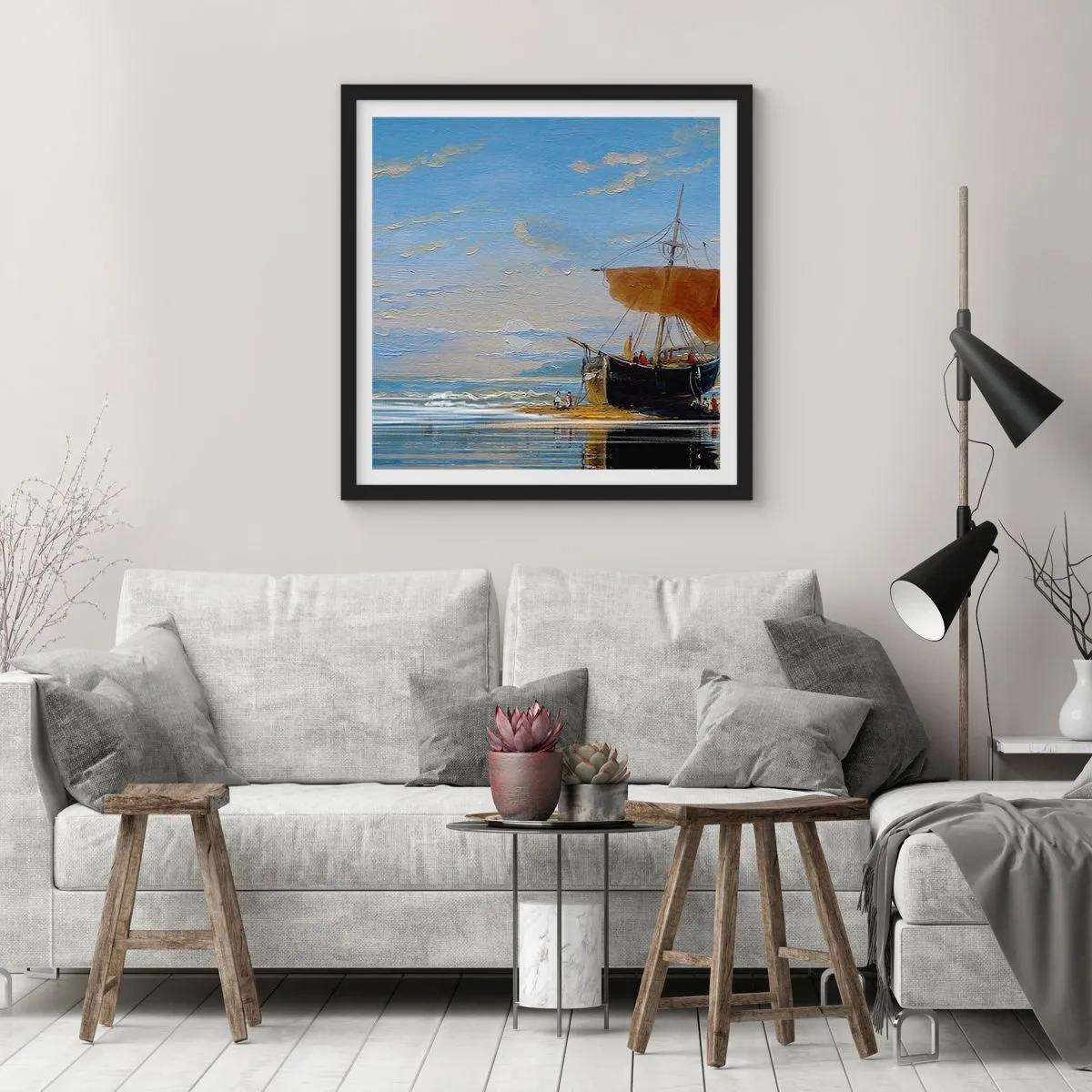 Plakat w czarnej ramie - Woda, ziemia, powietrze - 30x30 cm