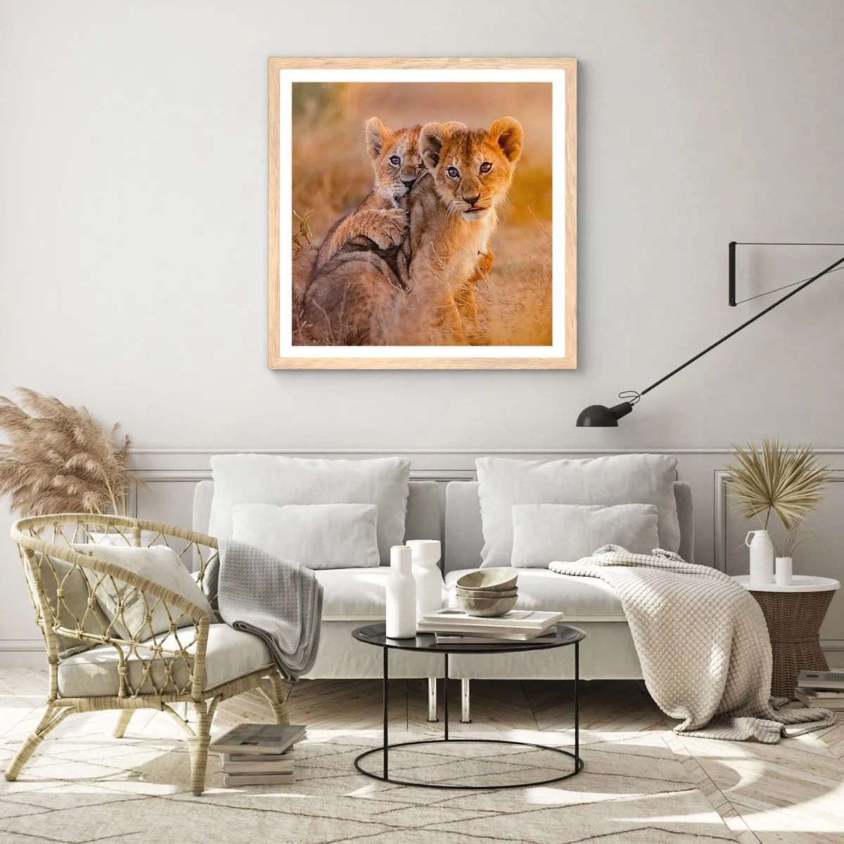 Plakat w ramie jasny dąb - Nie przeszkadzać! Bawimy się - 60x60 cm