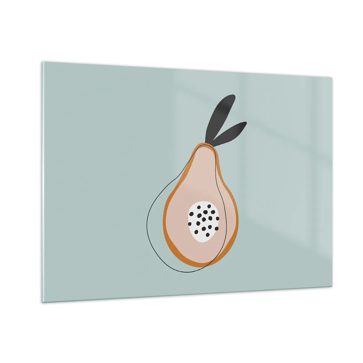 Obraz na szkle - Abstrakcyjna ilustracja gruszki w stylu minimalistycznym - 100x70cm - Przeniknąć w naturę rzeczy - Nowoczesna dekoracja ścienna do salonu, kuchni i sypialni ARTTOR