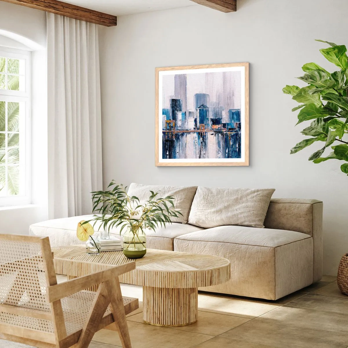 Plakat w ramie jasny dąb - Nowojorska impresja - 30x30 cm