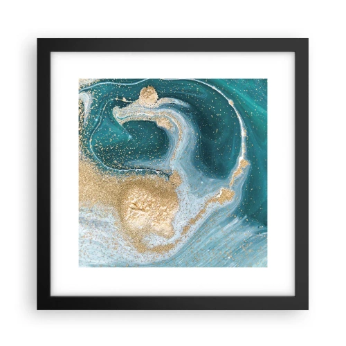 Plakat w czarnej ramie - Wir złota i turkusu - 30x30 cm