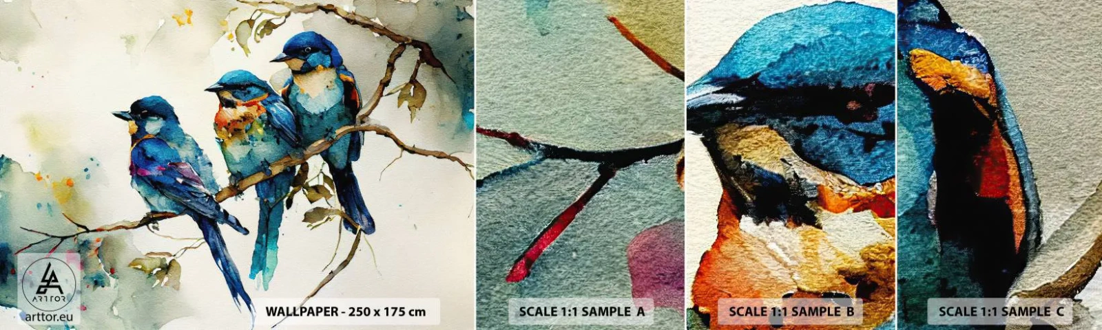 Fototapeta Próbka Samoprzylepna Deluxe Sticker - Obraził się? - Ptaki, Natura, Akwarela - 100x30 cm