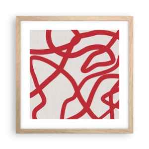 Plakat w ramie jasny dąb - Czerwono na białym - 40x40 cm