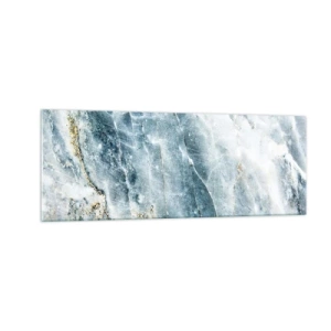 Obraz na szkle - Tekstura marmuru w odcieniach niebieskiego i białego - 140x50cm - Lodowy świat - Nowoczesna dekoracja ścienna do salonu i sypialni ARTTOR