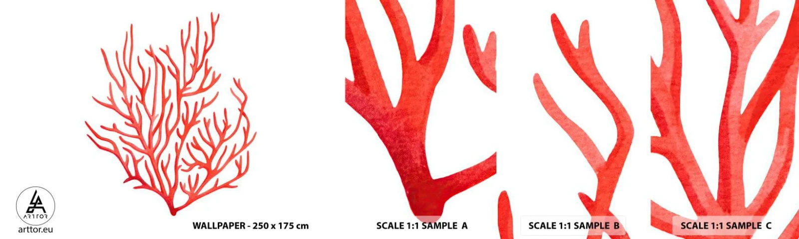 Fototapeta Próbka Samoprzylepna Deluxe Sticker - Koralowy filigran - Rafa Koralowa, Nadmorski, Minimalistyczny - 100x30 cm