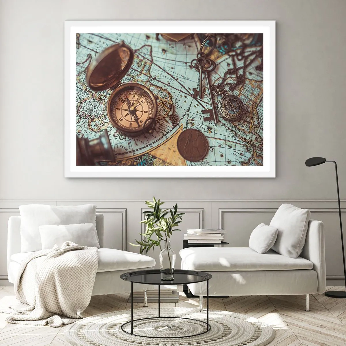 Plakat w białej ramie - Dla poszukiwacza przygód - 50x40 cm