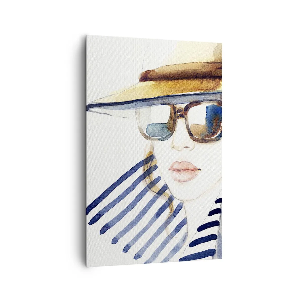 Obraz na płótnie - Portret kobiety w kapeluszu i okularach przeciwsłonecznych - 80x120cm - Floryda wita! - Nowoczesna dekoracja ścienna do salonu i sypialni ARTTOR